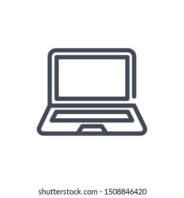 Laptop line icon. Portable personal computer vector outline sign.