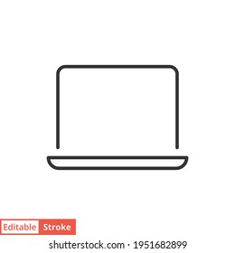 Laptop line icon. Simple outline style. Notebook, computer, pc, desktop, portable device concept. Vector illustration isolated on white background. Editable stroke EPS 10.