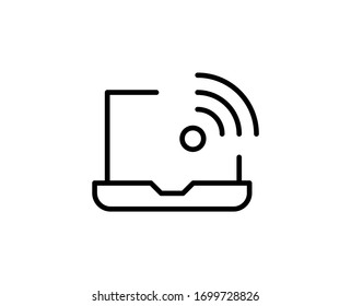 Icono de línea de portátil. Símbolo vectorial en estilo plano y moderno sobre fondo blanco. Canto web para diseño.