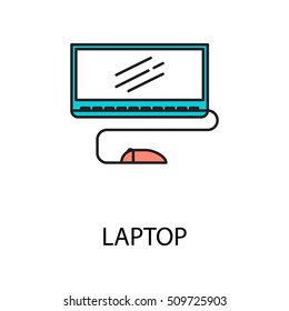 Laptop line icon. Vector symbol on the topic of personal devices. Color minimalist element for design of website, company's visit card, logo an etc. Laptop vector icon eps 10.