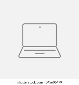 Laptop-Line-Symbol für Web-, Mobil- und Infografiken. Vektorgrafik, dunkelgraues Symbol einzeln auf hellgrauem Hintergrund.