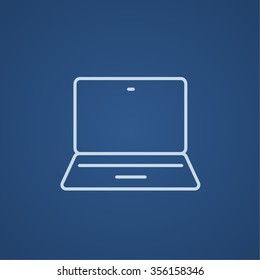 Laptop line icon for web, mobile and infographics. Vector light blue icon isolated on blue background.