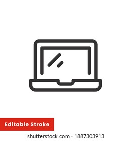 Icono de línea de portátil para plantilla y aplicación web. Diseño de ilustración de vector de trazo editable sobre fondo blanco. EPS 10