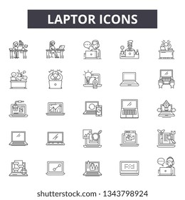 Laptop line icons for web and mobile design. Editable stroke signs. Laptop  outline concept illustrations