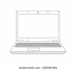 Laptop line style design. isolated on white background