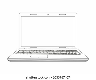 Laptop line style design. isolated on white background