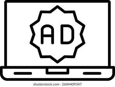 Laptop Line Vector Icon Design