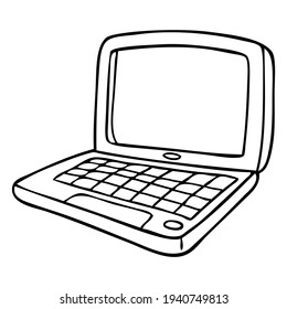 laptop line vector illustration.
isolated on white background.top view