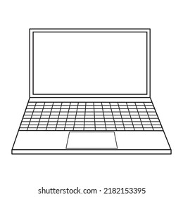 laptop line vector illustration,isolated on white background,top view