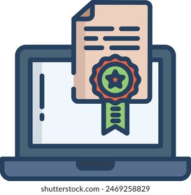Laptop linear color vector illustration