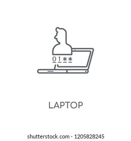 Laptop linear icon. Laptop concept stroke symbol design. Thin graphic elements vector illustration, outline pattern on a white background, eps 10.