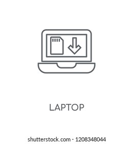 Laptop linear icon. Laptop concept stroke symbol design. Thin graphic elements vector illustration, outline pattern on a white background, eps 10.