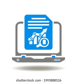 Laptop with list report vector illustration. Electronic report data analysis icon.