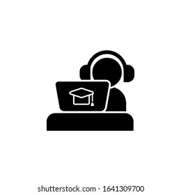 Laptop listening lessons icon. Simple online study icons for ui and ux website or mobile application