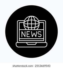 laptop live news vector icon, 