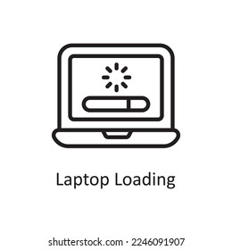 Ilustración Diseño de iconos de esquema de carga de portátil. Símbolo de servicios web de hospedaje y servicios de nube en archivo EPS 10 de fondo blanco