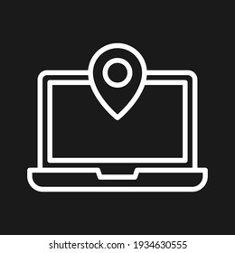 Laptop, location, pin icon vector image. Can also be used for Navigation. Suitable for use on web apps, mobile apps and print media.