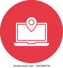 Laptop, location, pin icon vector image. Can also be used for Navigation. Suitable for use on web apps, mobile apps and print media.