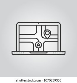 Laptop Location Pin Map Icon