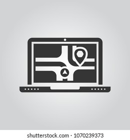 Laptop Location Pin Map Icon