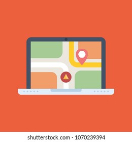 Laptop Location Pin Map Icon