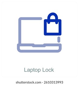 Laptop Lock and device icon concept