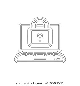 Portátil con Vector Lock Icon Blanco y Negro