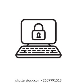 Portátil con Vector Lock Icon Blanco y Negro