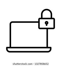 laptop lock line icon