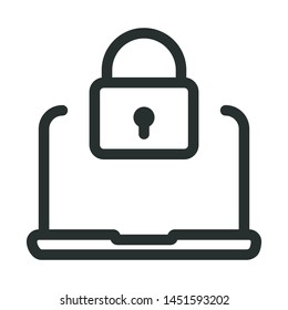 laptop lock - minimal line web icon. simple vector illustration. concept for infographic, website or app.