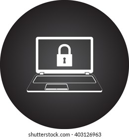 Laptop lock protection sign simple icon on  background