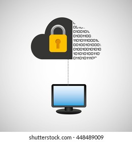 laptop lock security system icon vector illustration
