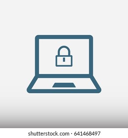 laptop lock vector flat pictograph line icon stock design illustration