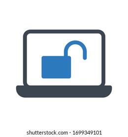 icono de color de glifo vectorial de bloqueo del portátil 