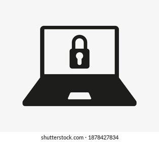 Laptop with lock vector icon isolated on white background. Locked computer. Password protection.