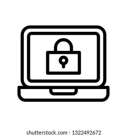 Laptop with lock vector, Social media line design icon