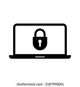 laptop locked by ransomware attack icon vector illustration for apps and websites