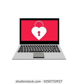 laptop with login form, flat design, vector illustration