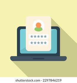 Laptop login icon flat vector. Mobile account. Screen reset