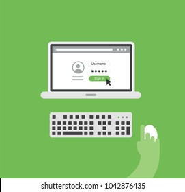Laptop with a login screen