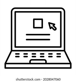 Laptop Login Vector Outline Icon Isolated On White Background
