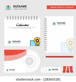 Laptop  Logo, Calendar Template, CD Cover, Diary and USB Brand Stationary Package Design Vector Template