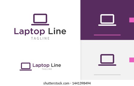 Laptop logo design concept, laptop icon, laptop outline icon, simple laptop design concept
