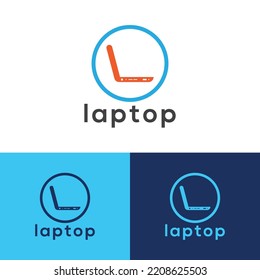 laptop logo design vector templet,