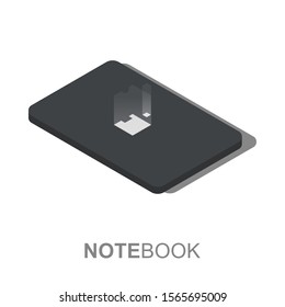 Laptop logo template. Abstract material design. Isometric Laptop symbol concept. Notebook icon for your website, app, game, logotype.