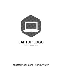 Laptop logo template design. Laptop logo with modern frame isolated on white background