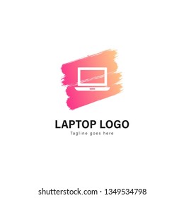 Laptop logo template design. Laptop logo with modern frame isolated on white background