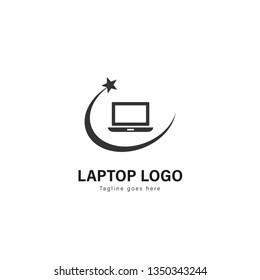Laptop logo template design. Laptop logo with modern frame isolated on white background