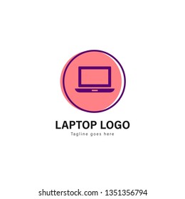 Laptop logo template design. Laptop logo with modern frame isolated on white background