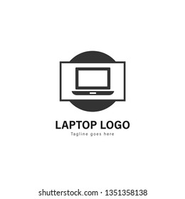 Laptop logo template design. Laptop logo with modern frame isolated on white background